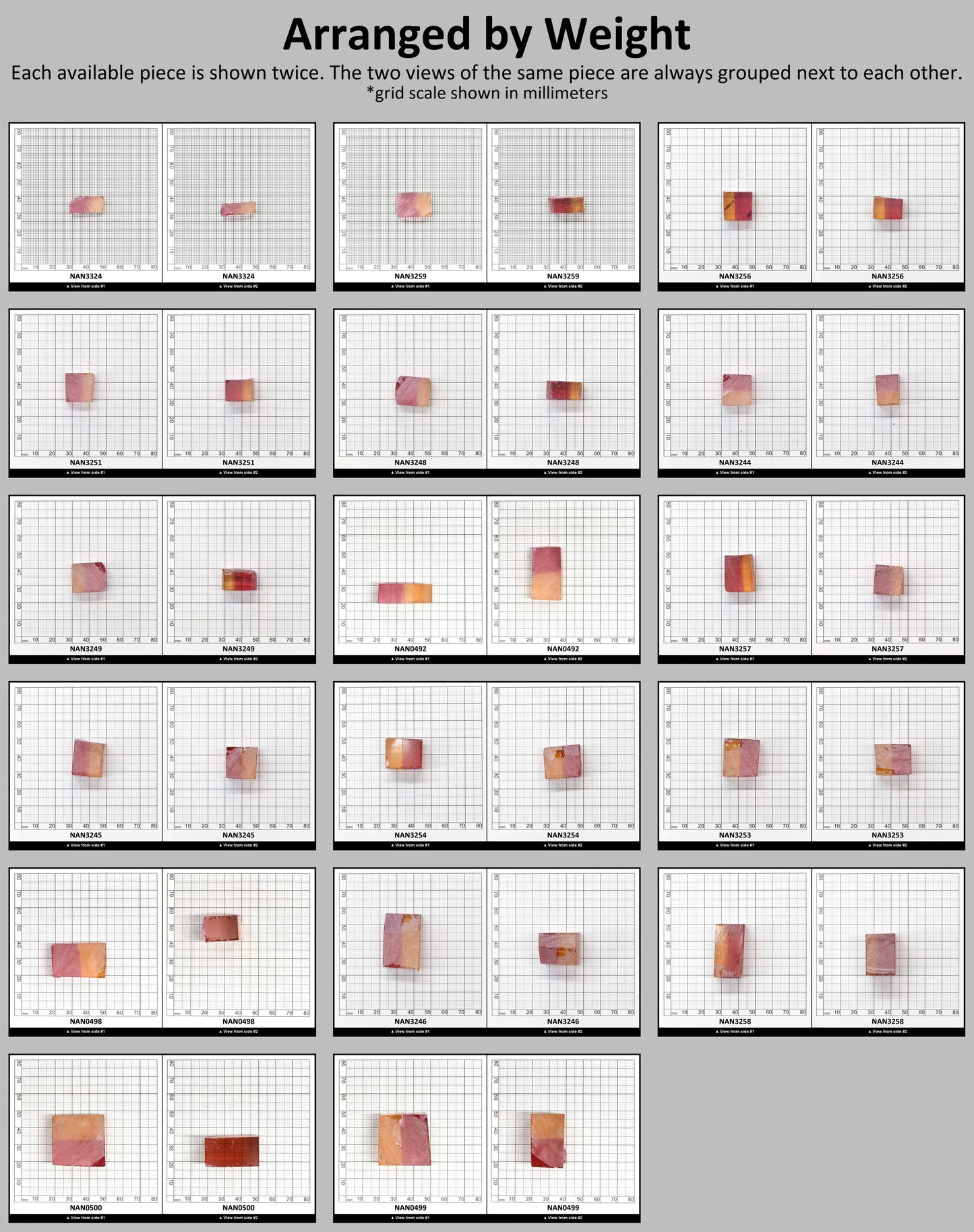Nanosital Simulated Bi-Color Lab Created Faceting Rough for Gem Cutting - Kunzite-Orange - Various Sizes #BEGIN
