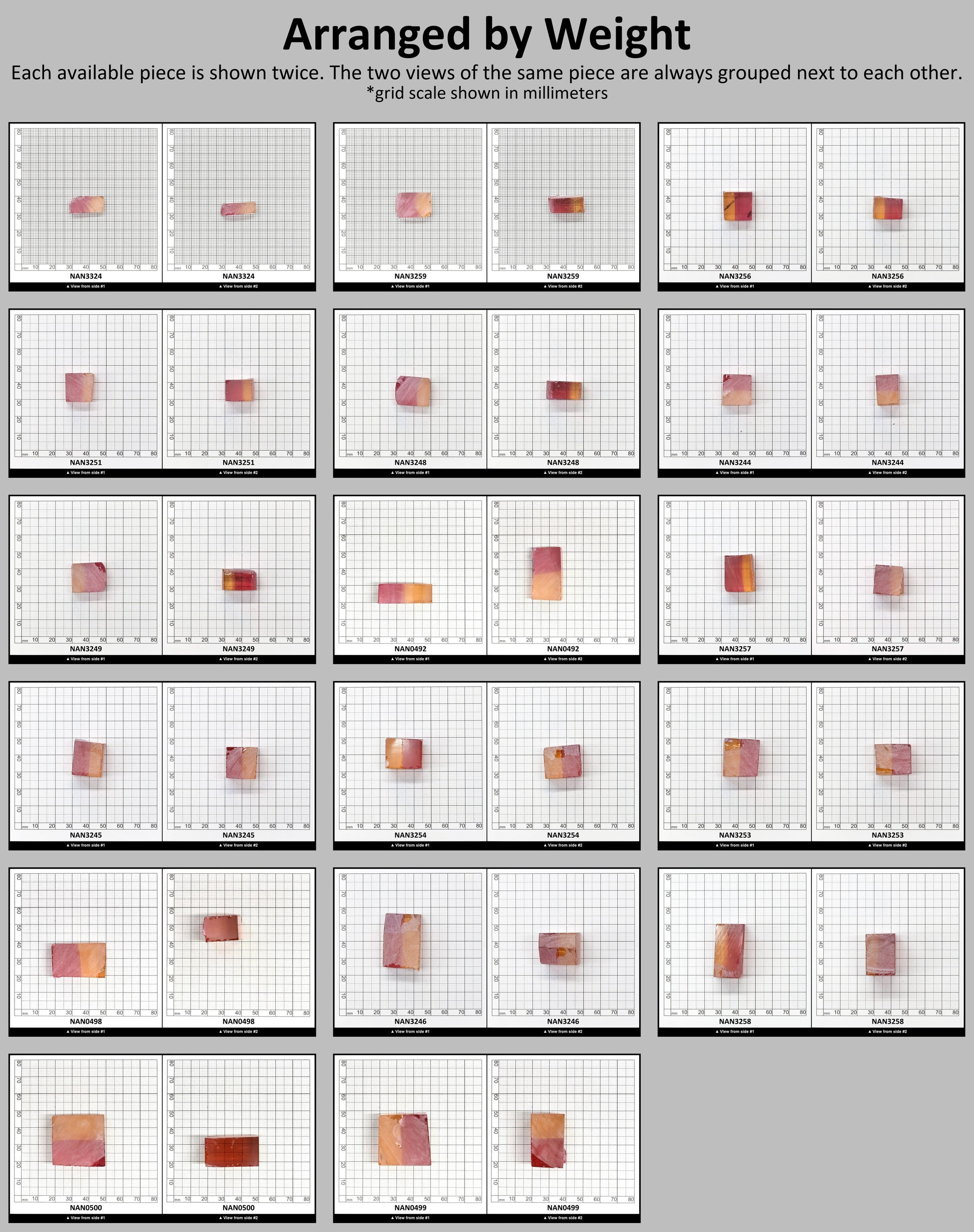 Nanosital Simulated Bi-Color Lab Created Faceting Rough for Gem Cutting - Kunzite-Orange - Various Sizes #BEGIN
