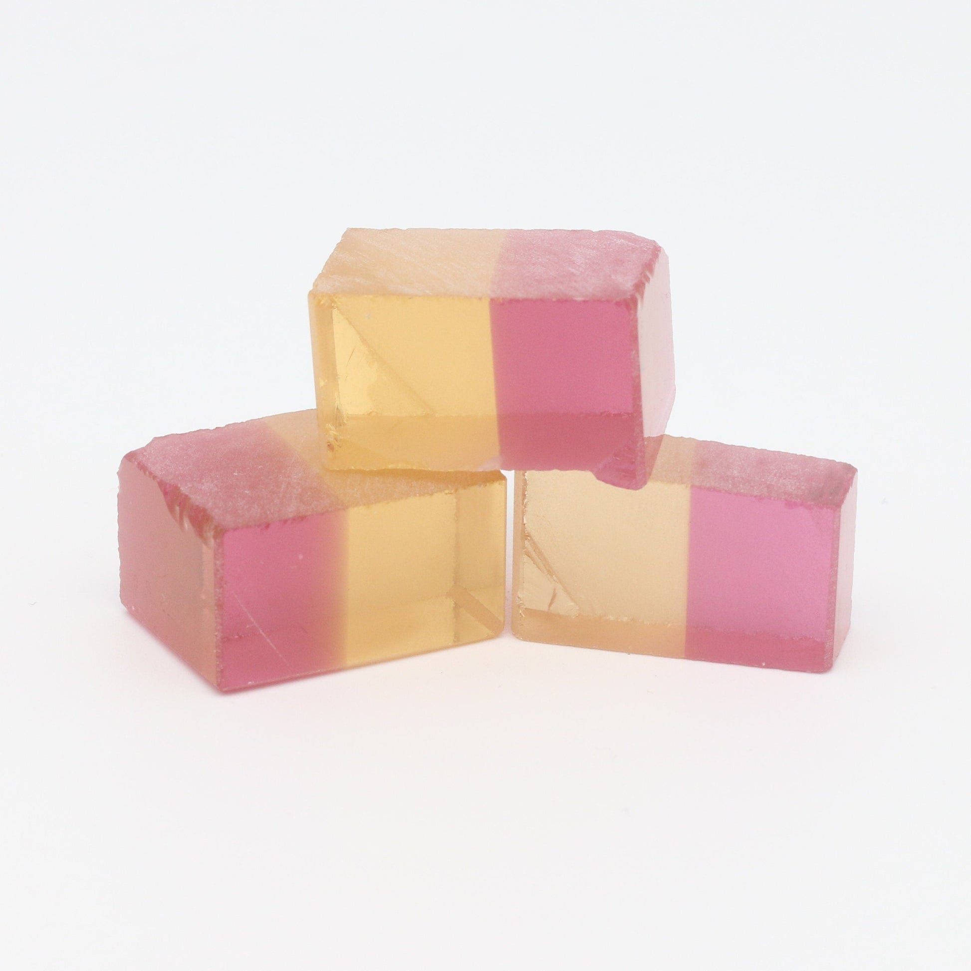 Nanosital Simulated Bi-Color Lab Created Faceting Rough for Gem Cutting - Yellow-Pink - Various Sizes #BEGIN