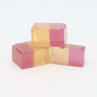 Nanosital Simulated Bi-Color Lab Created Faceting Rough for Gem Cutting - Yellow-Pink - Various Sizes #BEGIN