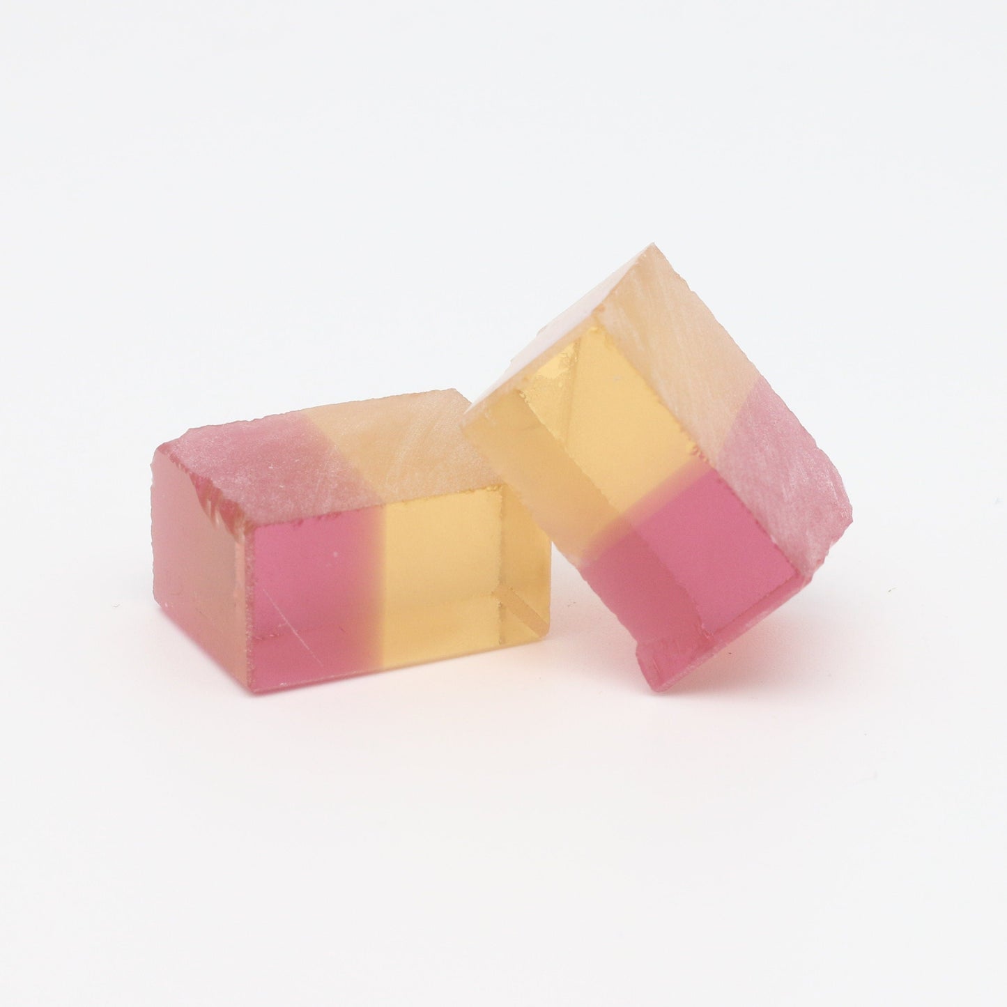 Nanosital Simulated Bi-Color Lab Created Faceting Rough for Gem Cutting - Yellow-Pink - Various Sizes #BEGIN