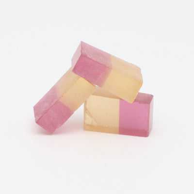 Nanosital Simulated Bi-Color Lab Created Faceting Rough for Gem Cutting - Yellow-Pink - Various Sizes #BEGIN