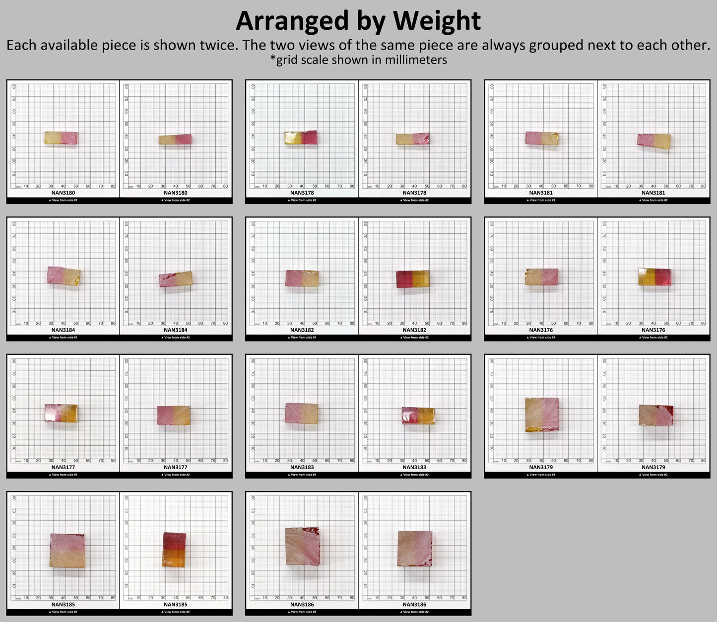 Nanosital Simulated Bi-Color Lab Created Faceting Rough for Gem Cutting - Yellow-Pink - Various Sizes #BEGIN