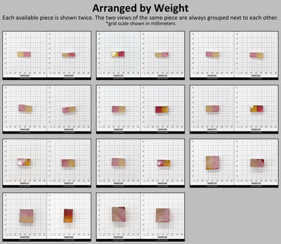Nanosital Simulated Bi-Color Lab Created Faceting Rough for Gem Cutting - Yellow-Pink - Various Sizes #BEGIN