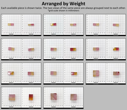 Nanosital Simulated Bi-Color Lab Created Faceting Rough for Gem Cutting - Yellow-Pink - Various Sizes #BEGIN