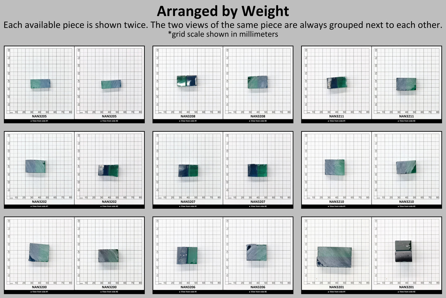 Nanosital Simulated Bi-Color Lab Created Faceting Rough for Gem Cutting - Blue-Green - Various Sizes #BEGIN
