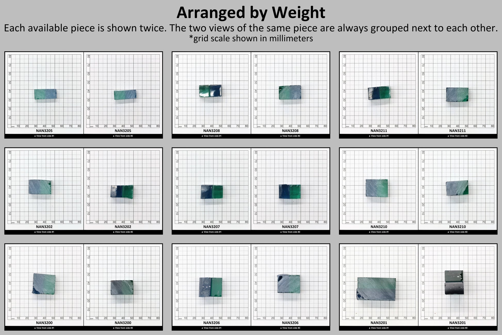 Nanosital Simulated Bi-Color Lab Created Faceting Rough for Gem Cutting - Blue-Green - Various Sizes #BEGIN