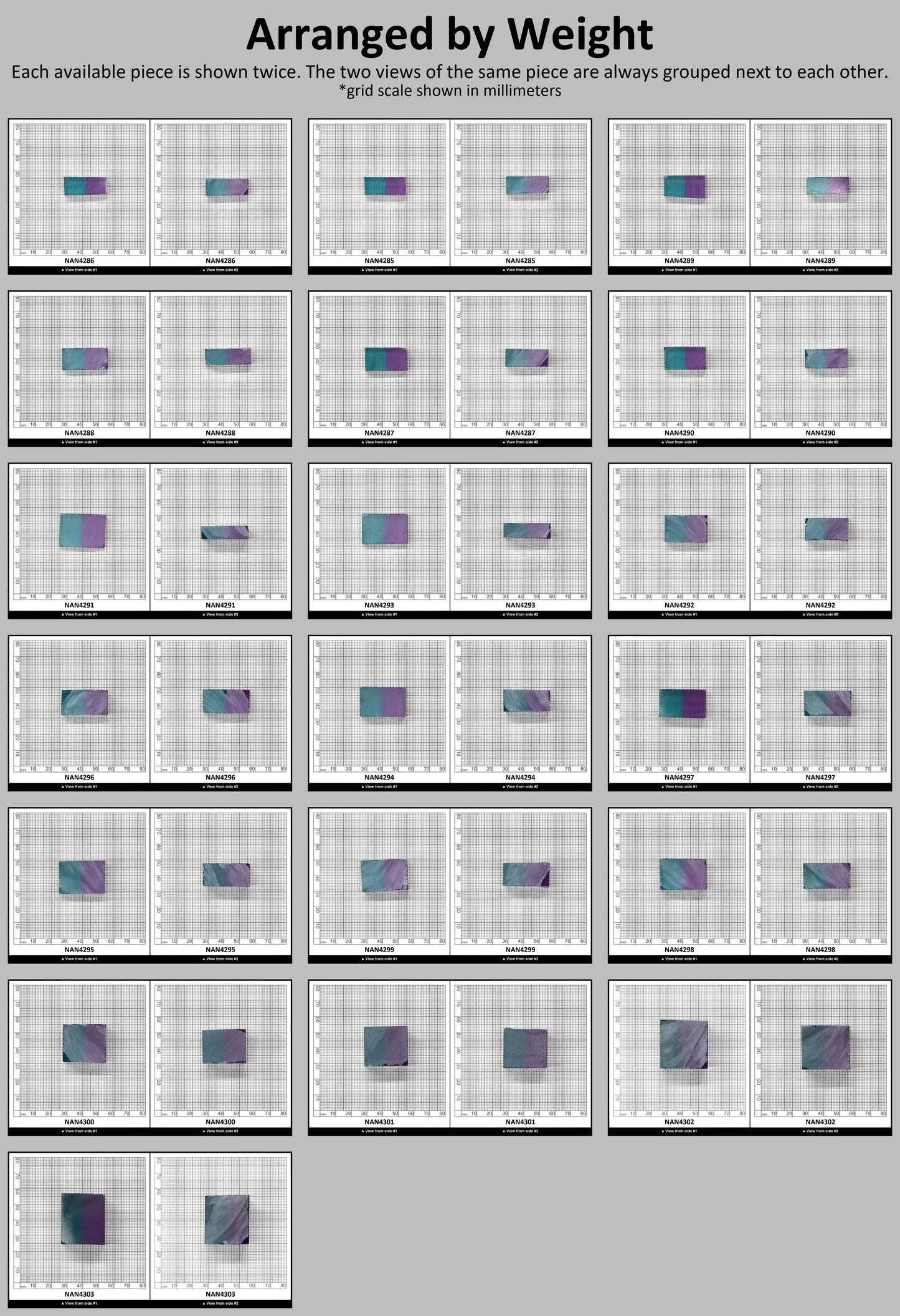 Nanosital Simulated Bi-Color Lab Created Faceting Rough for Gem Cutting - Purple-Blue - Various Sizes : #BEGIN