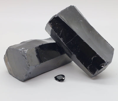 Black Cubic Zirconia Faceting Rough for Gem Cutting - Various Sizes #BEGIN