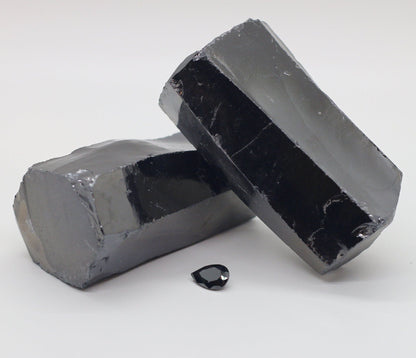 Black Cubic Zirconia Faceting Rough for Gem Cutting - Various Sizes #BEGIN