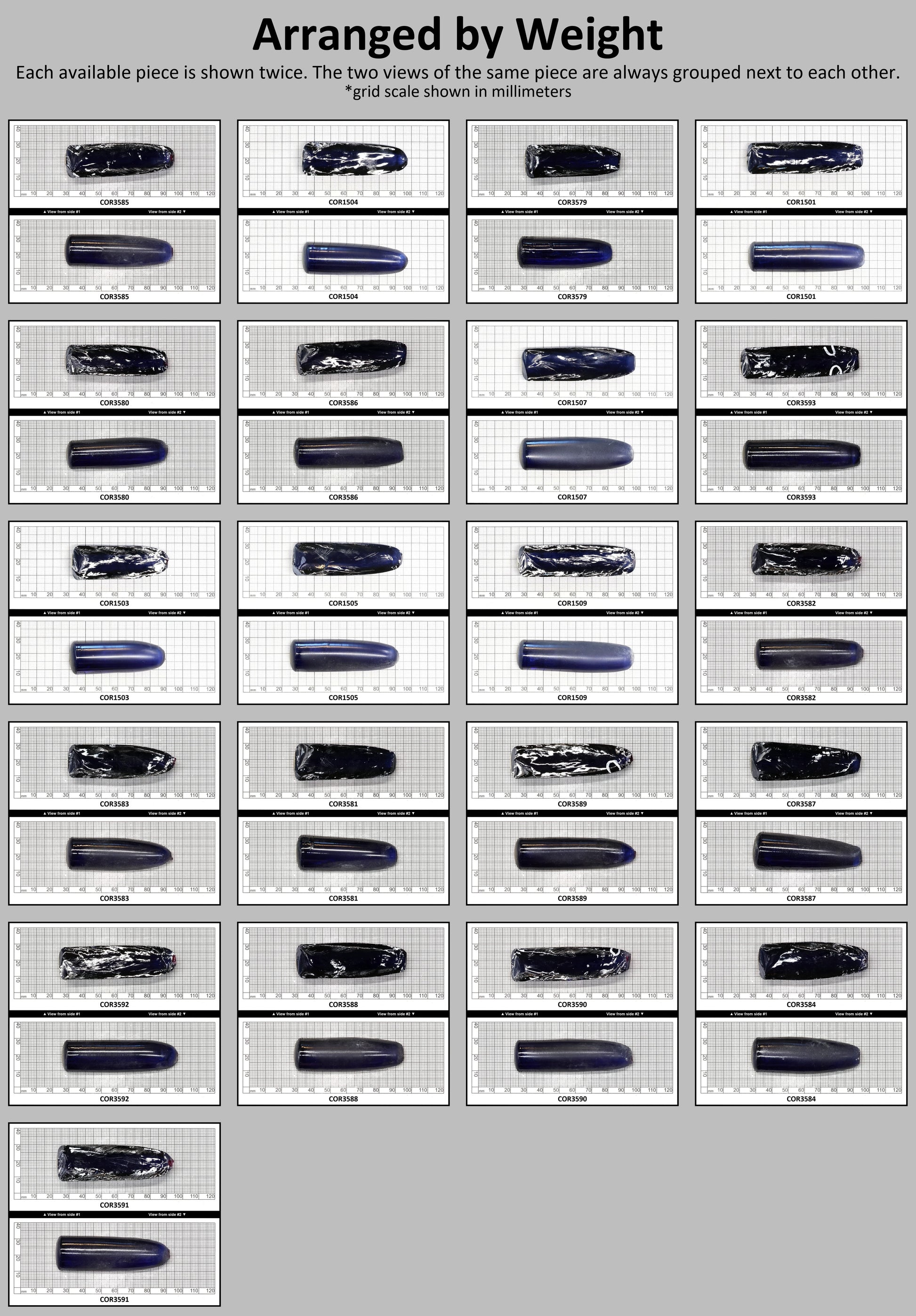 Blue #34 Lab Created Corundum Sapphire Faceting Rough for Gem Cutting - Various Sizes - Split Boule : #BEGIN