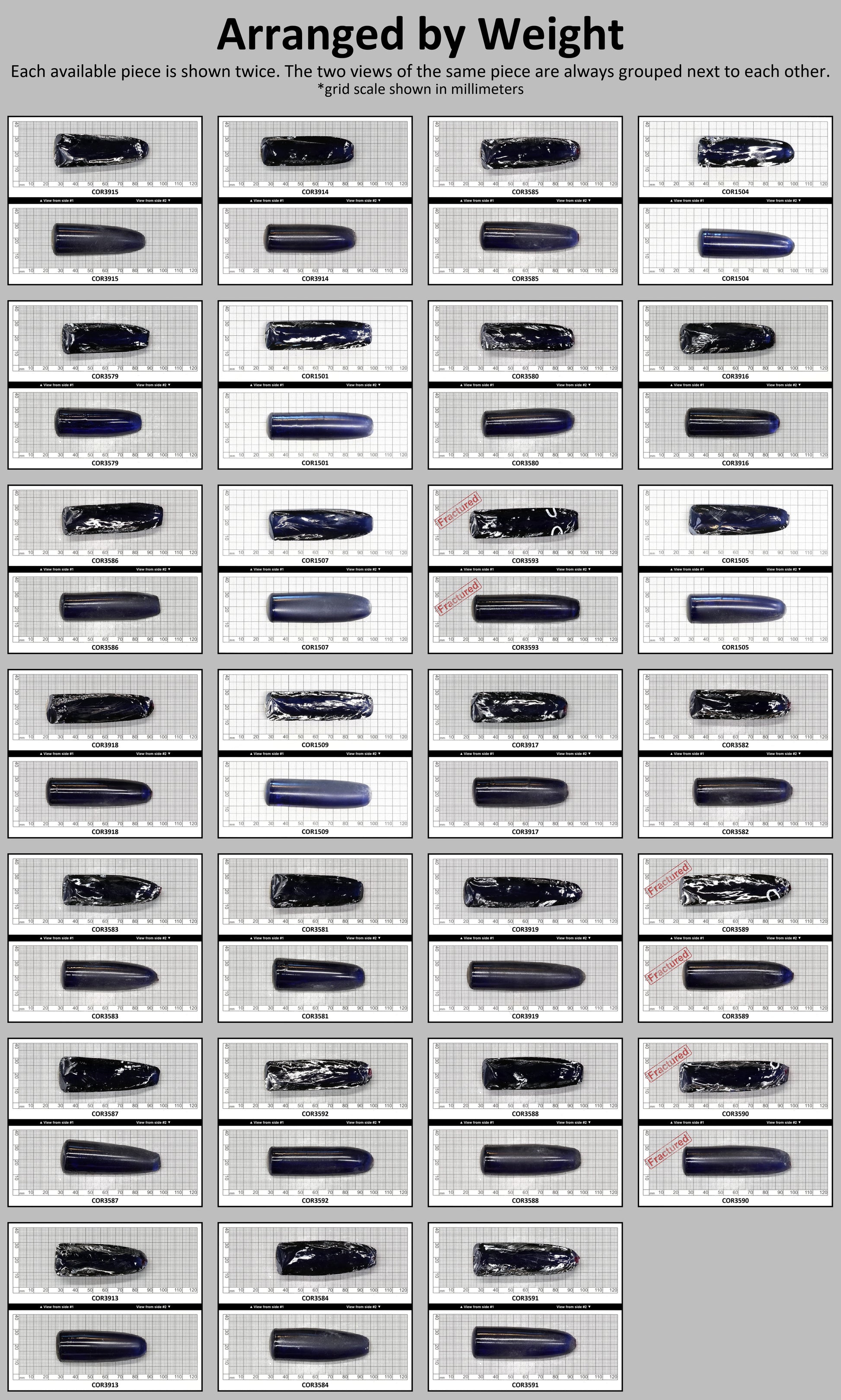 Blue #34 Lab Created Corundum Sapphire Faceting Rough for Gem Cutting - Various Sizes - Split Boule : #BEGIN
