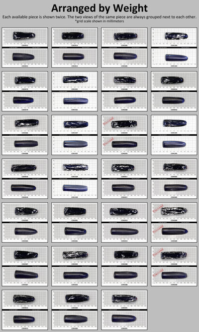 Blue #34 Lab Created Corundum Sapphire Faceting Rough for Gem Cutting - Various Sizes - Split Boule : #BEGIN