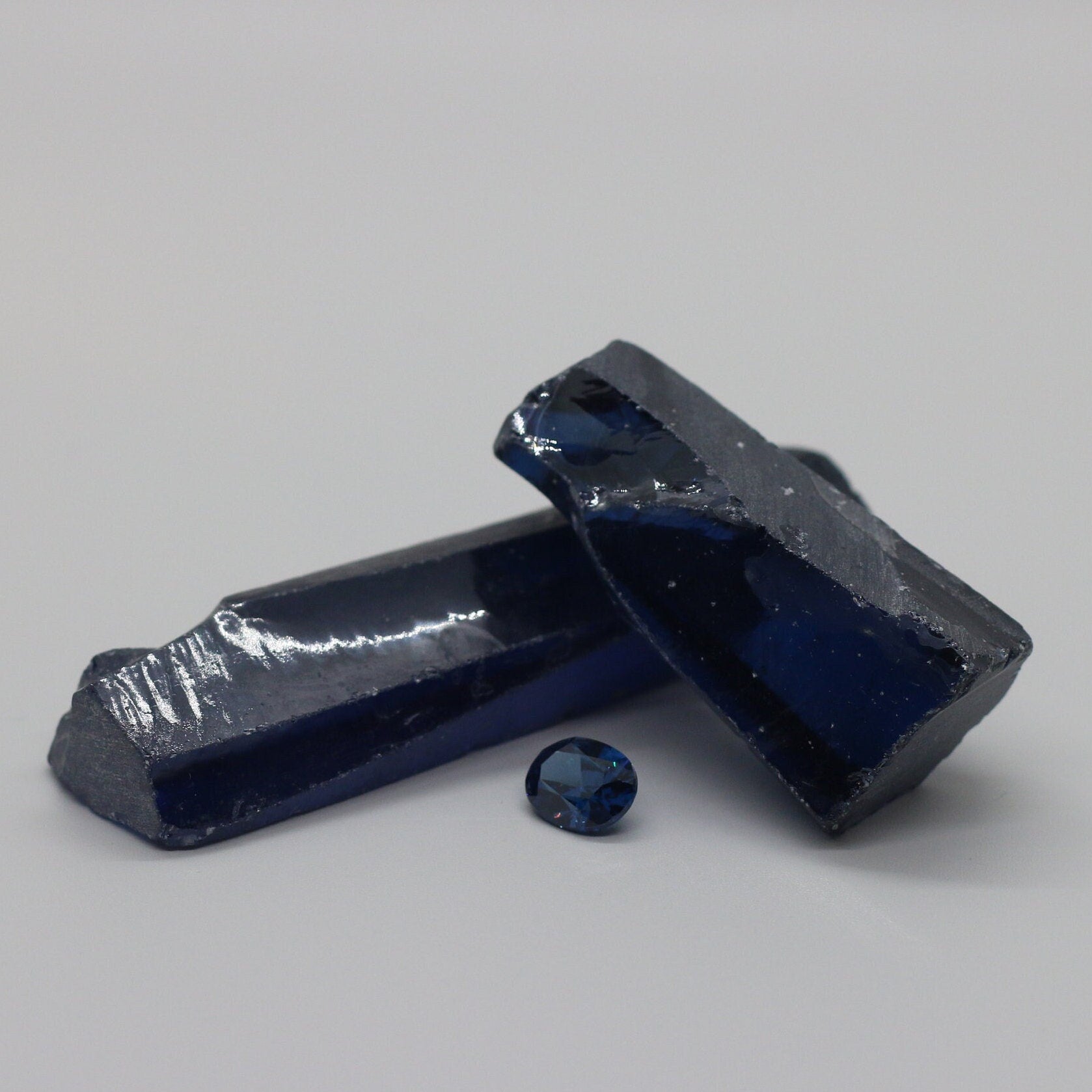Blue Sapphire Cubic Zirconia Faceting Rough for Gem Cutting - Various Sizes #BEGIN