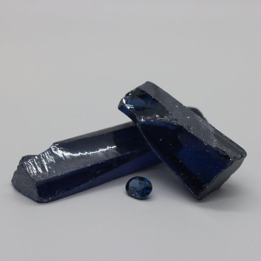 Blue Sapphire Cubic Zirconia Faceting Rough for Gem Cutting - Various Sizes #BEGIN