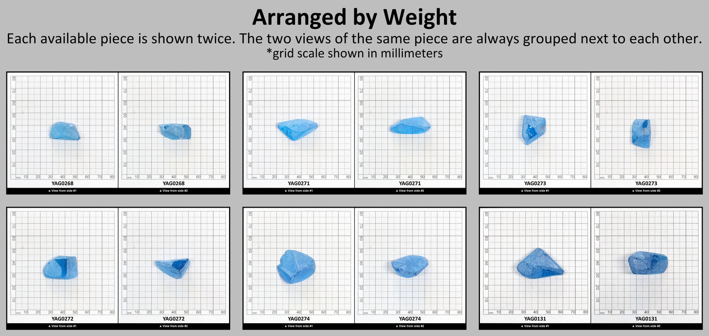 Blue Topaz colored YAG Faceting Rough for Gem Cutting - Various Sizes #BEGIN