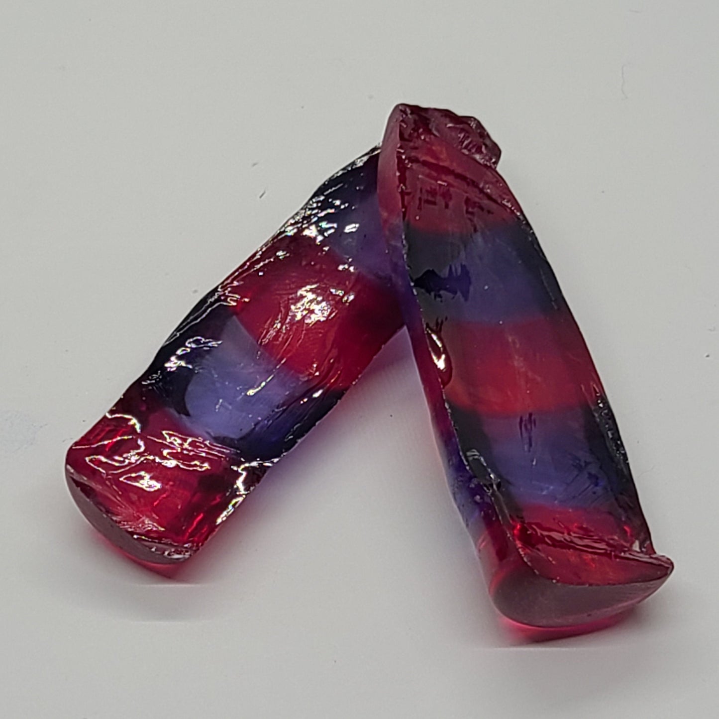 Blue/Pink Bi-Color Lab Created Corundum Sapphire Faceting Rough for Gem Cutting - Various Sizes - Split Boule #BEGIN