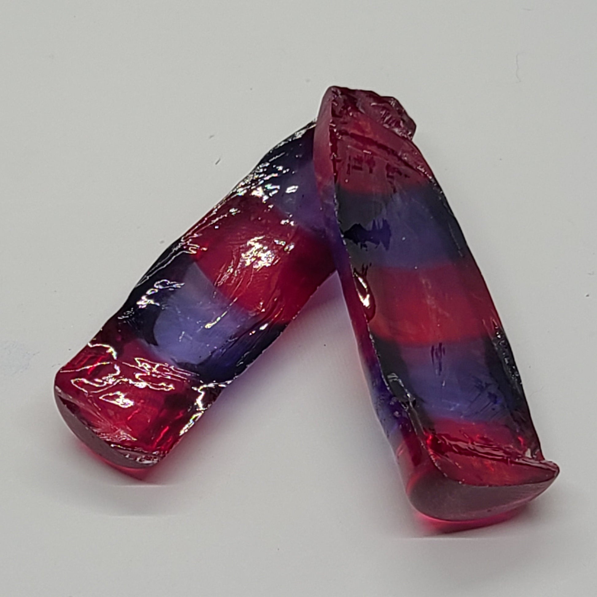 Blue/Pink Bi-Color Lab Created Corundum Sapphire Faceting Rough for Gem Cutting - Various Sizes - Split Boule #BEGIN
