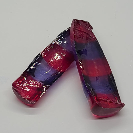 Blue/Pink Bi-Color Lab Created Corundum Sapphire Faceting Rough for Gem Cutting - Various Sizes - Split Boule #BEGIN