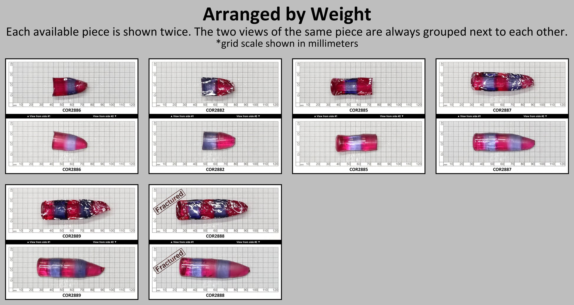 Blue/Pink Bi-Color Lab Created Corundum Sapphire Faceting Rough for Gem Cutting - Various Sizes - Split Boule #BEGIN