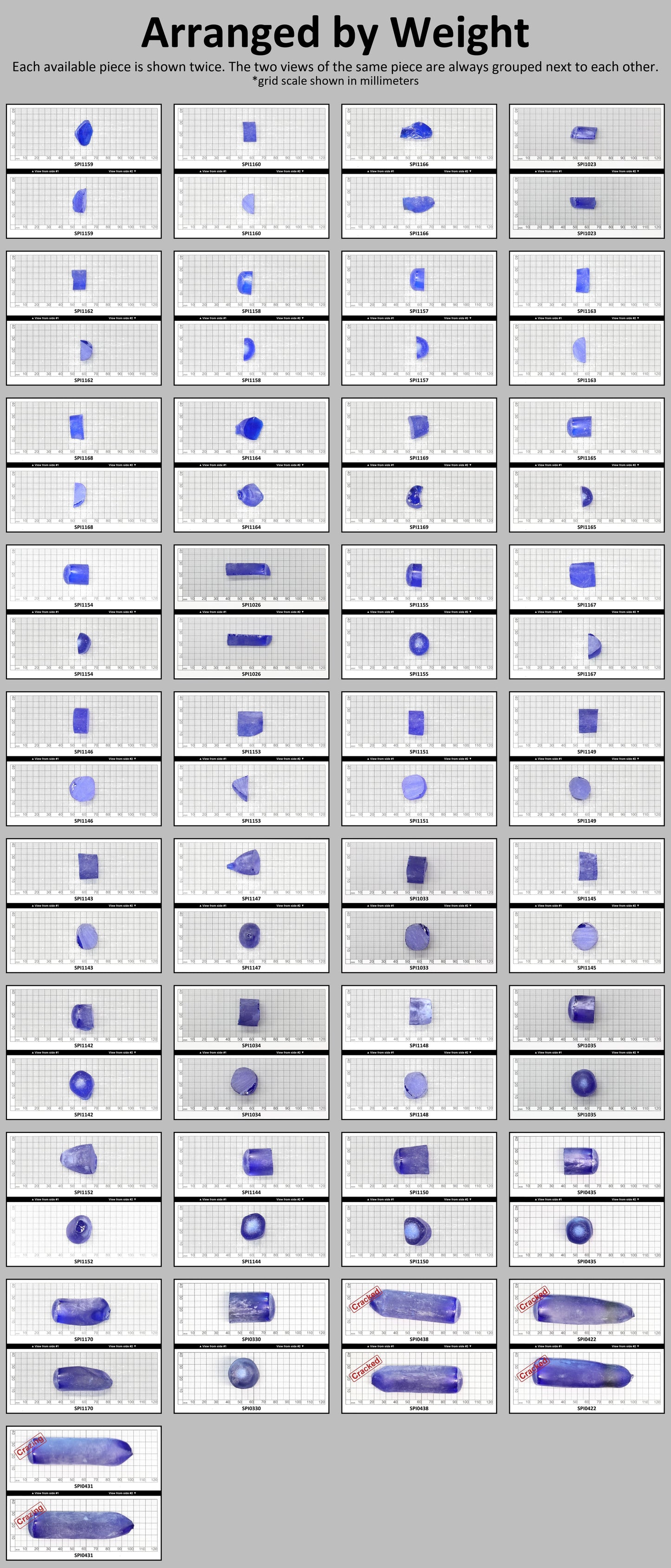 Cobalt Blue #114-Djeva Lab Created Spinel Faceting Rough for Gem Cutting - Various Sizes #BEGIN