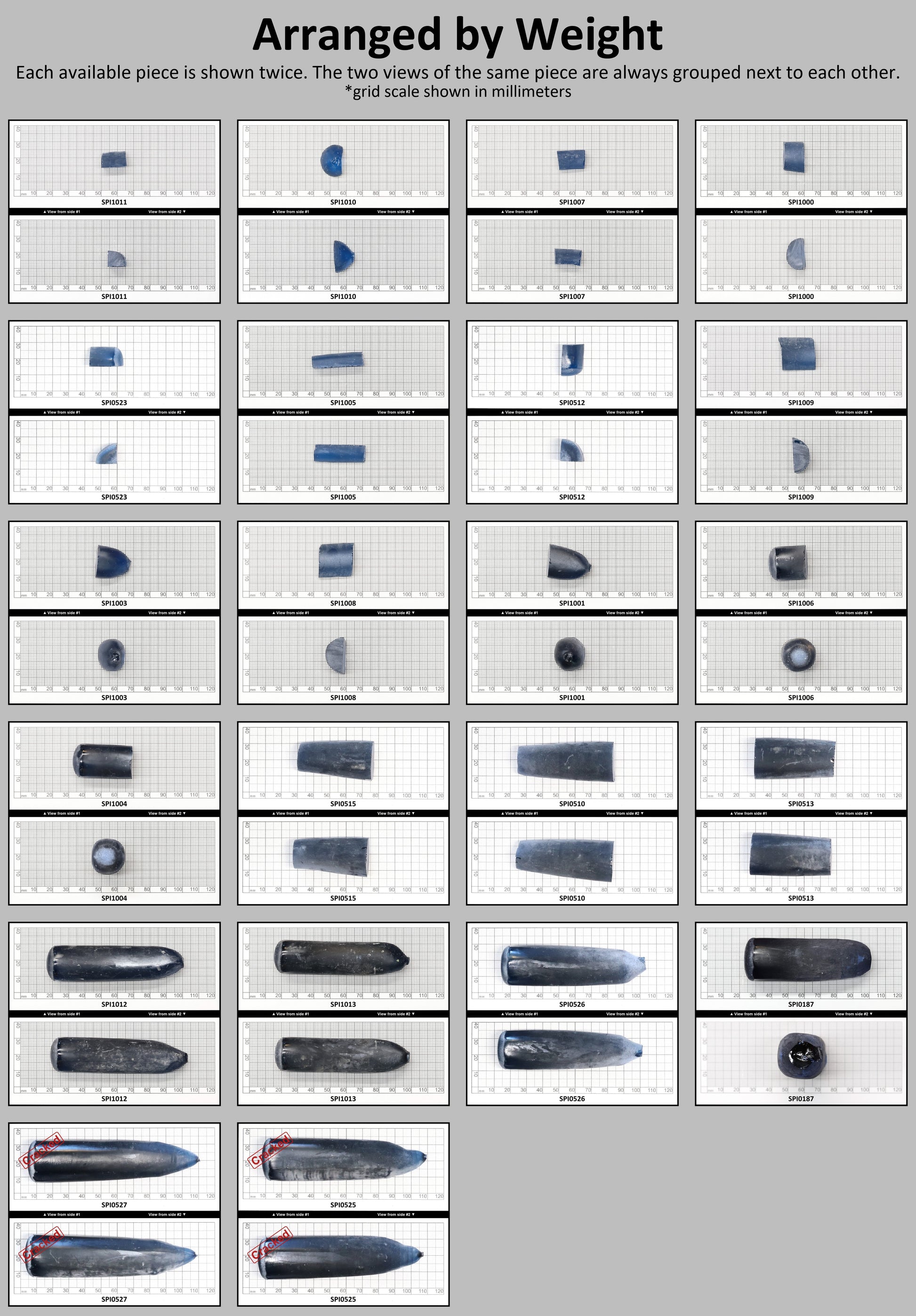 Dark Blue #119 Lab Created Spinel Faceting Rough for Gem Cutting - Various Sizes #BEGIN