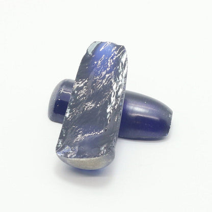 Dark Blue #35 Lab Created Corundum Sapphire Faceting Rough for Gem Cutting - Various Sizes - Split Boule #BEGIN