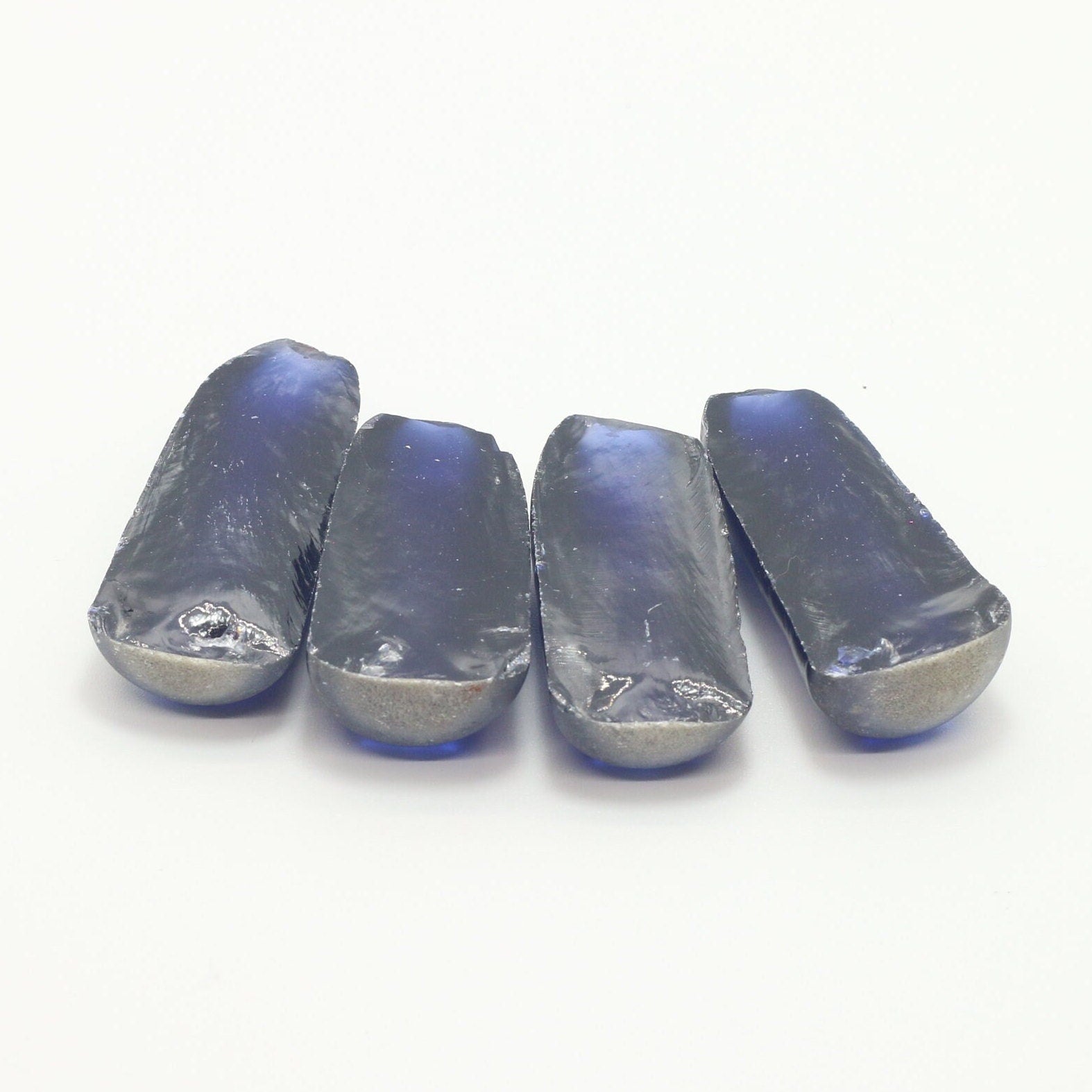 Dark Blue #35 Lab Created Corundum Sapphire Faceting Rough for Gem Cutting - Various Sizes - Split Boule #BEGIN