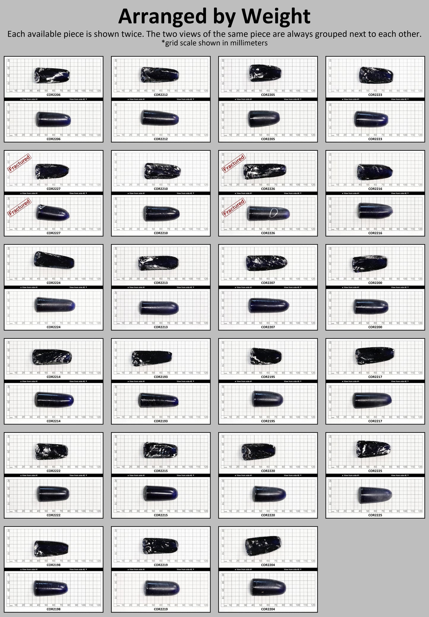 Dark Blue #35 Lab Created Corundum Sapphire Faceting Rough for Gem Cutting - Various Sizes - Split Boule #BEGIN