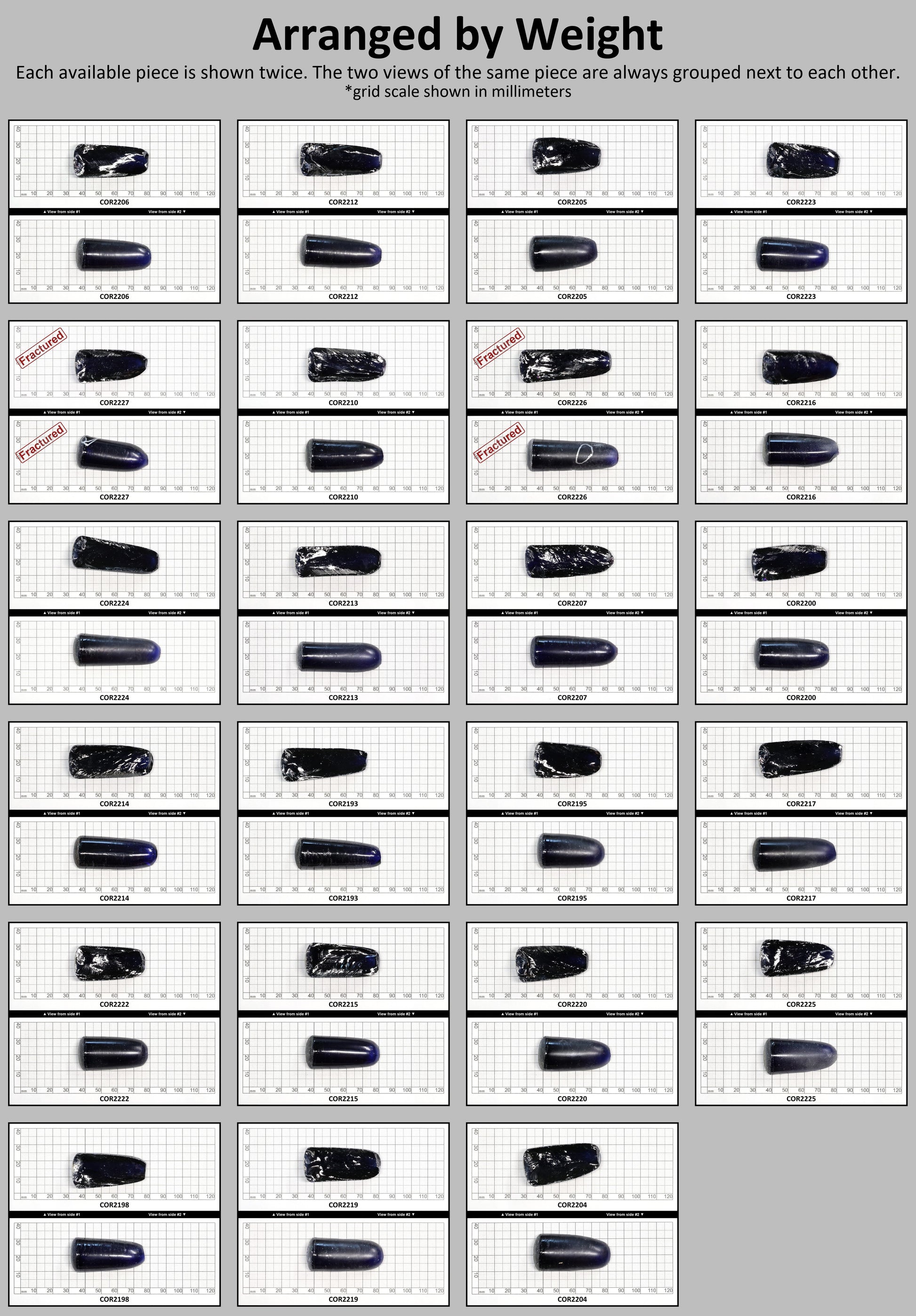 Dark Blue #35 Lab Created Corundum Sapphire Faceting Rough for Gem Cutting - Various Sizes - Split Boule #BEGIN