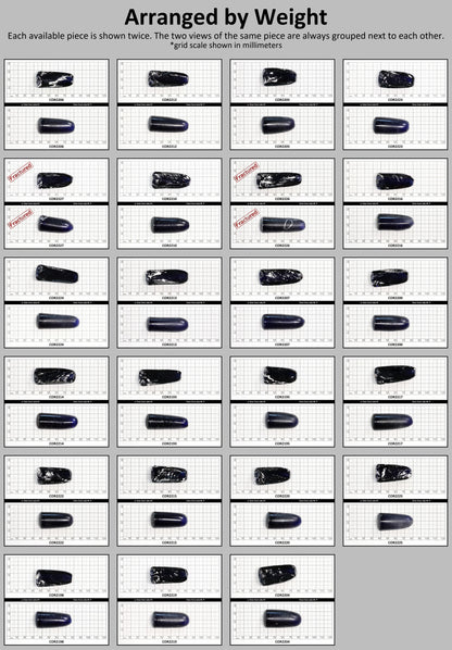 Dark Blue #35 Lab Created Corundum Sapphire Faceting Rough for Gem Cutting - Various Sizes - Split Boule #BEGIN
