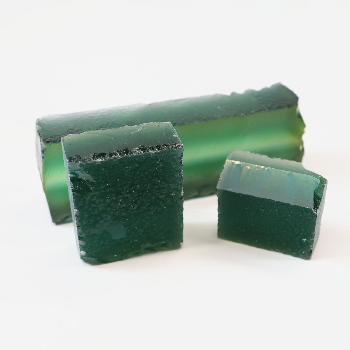 Dark Green Hydrothermal Synthetic Quartz - Lab Created Faceting Rough : #BEGIN