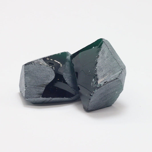 Nanosital Simulated Dark Green Tourmaline Lab Created Faceting Rough for Gem Cutting - #21 - Various Sizes #BEGIN