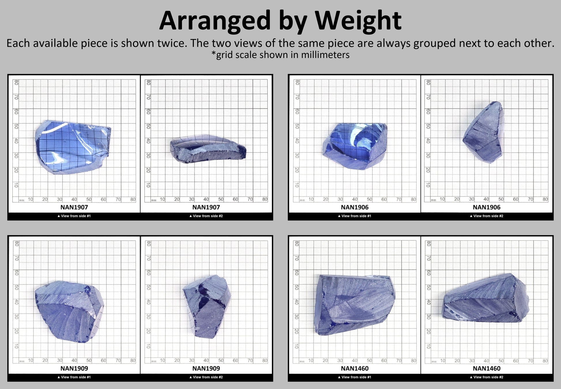 Nanosital Simulated Dark Ice Blue Sapphire Lab Created Faceting Rough for Gem Cutting - #A-4056- Various Sizes #BEGIN