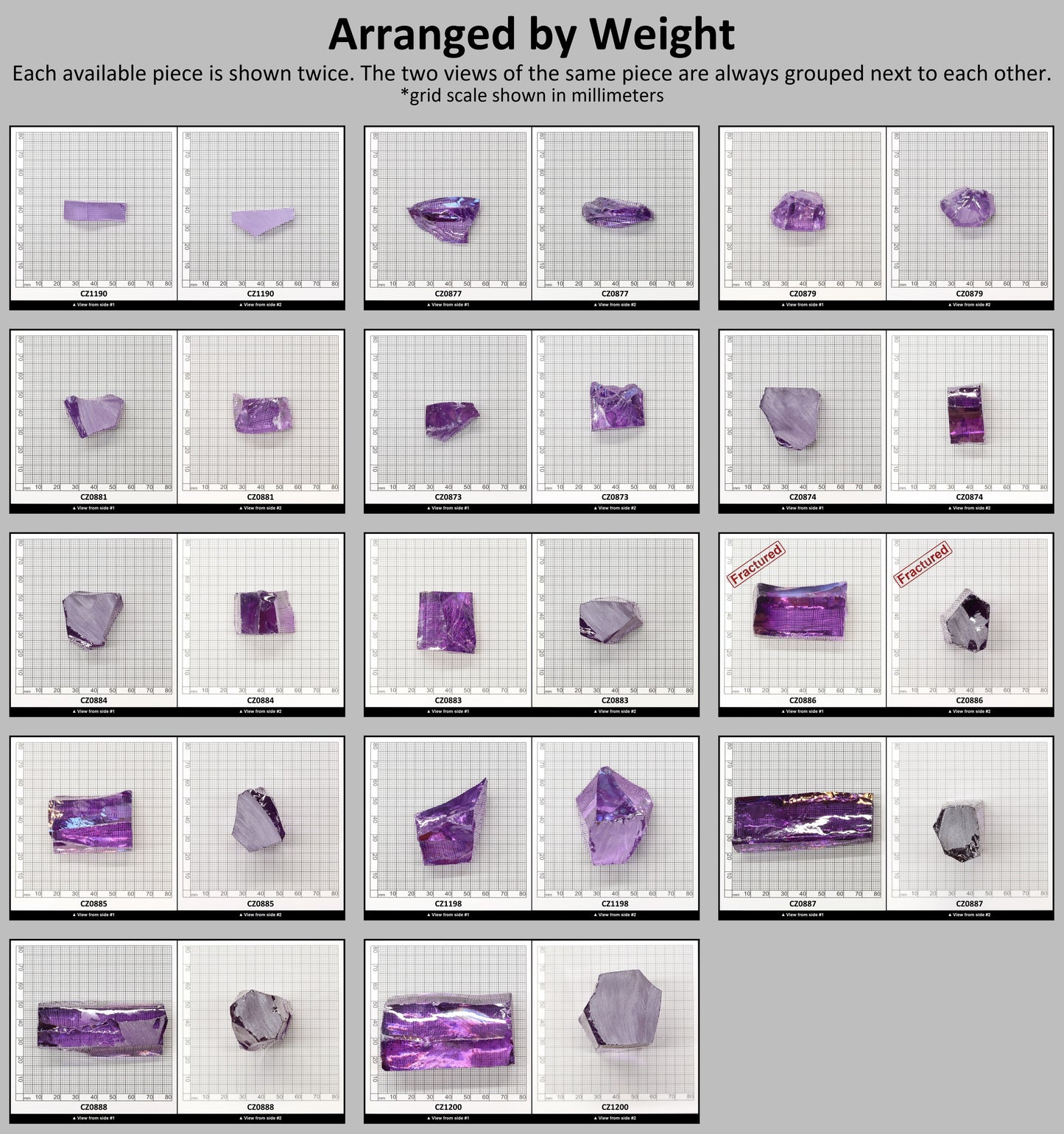 Dark Lavender Cubic Zirconia Faceting Rough for Gem Cutting - Various Sizes #BEGIN