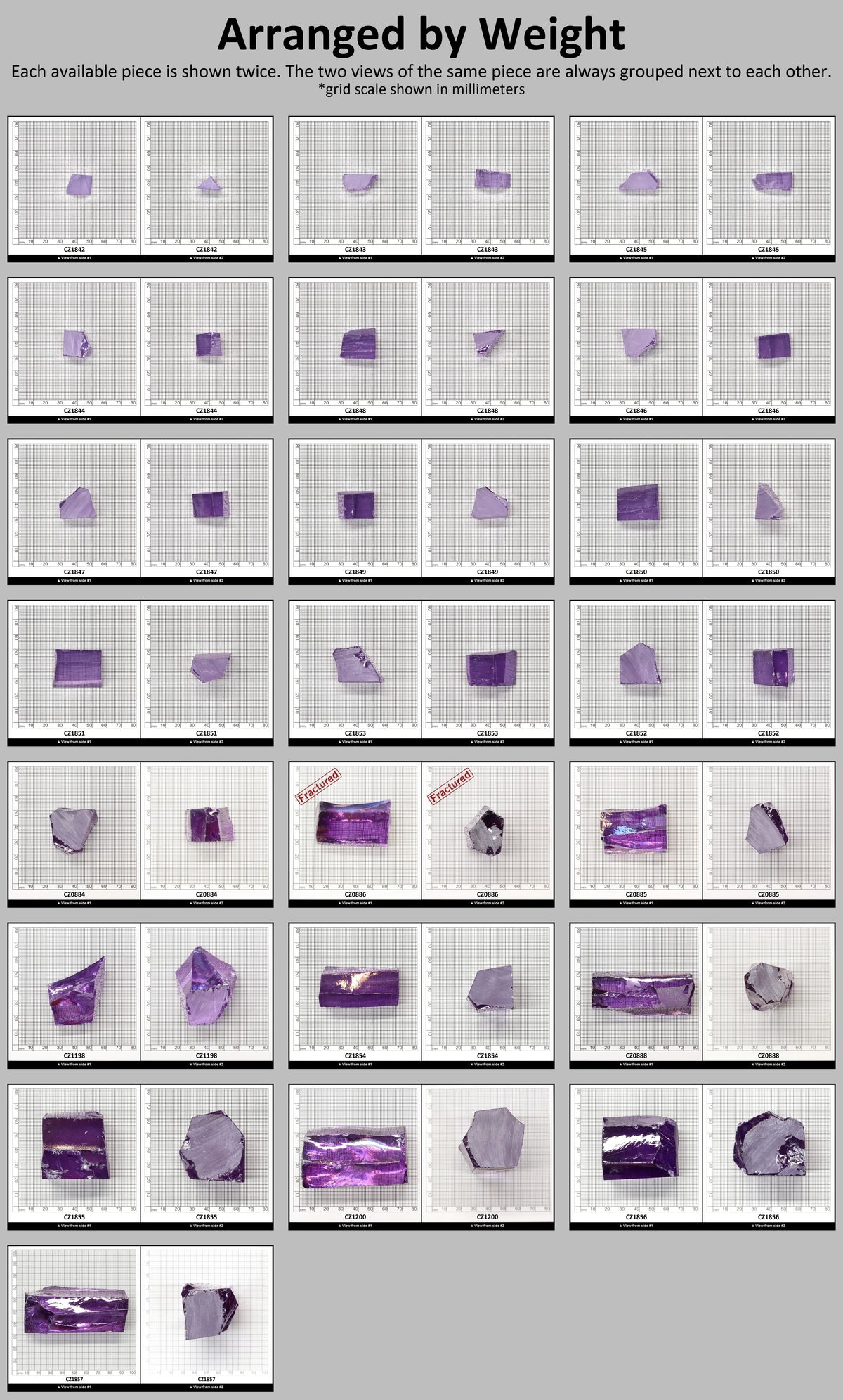 Dark Lavender Cubic Zirconia Faceting Rough for Gem Cutting - Various Sizes : #BEGIN