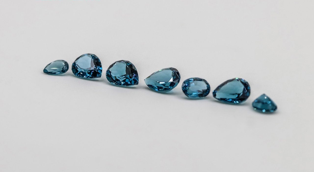 Nanosital Simulated Dark London Blue Topaz Lab Created Faceting Rough for Gem Cutting - #48 - Various Sizes #BEGIN
