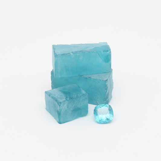 Nanosital Simulated Dark Paraiba Tourmaline (Included)  Lab Created Faceting Rough for Gem Cutting - #Z-7309 - Various Sizes #BEGIN
