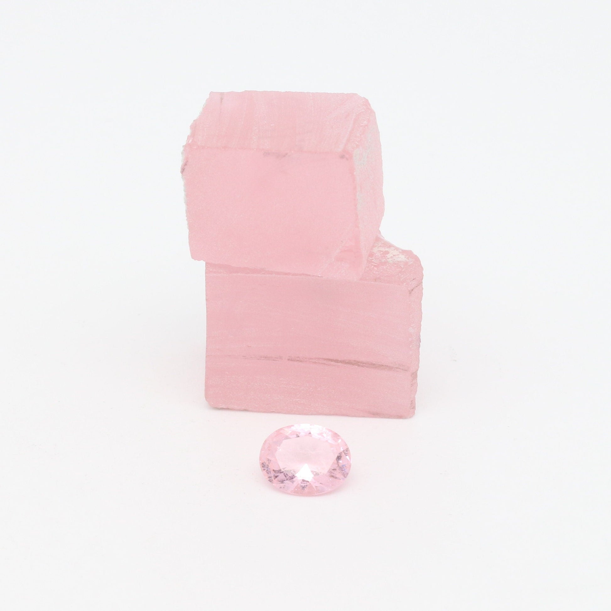 Nanosital Simulated Dark Peach Morganite (Included)  Lab Created Faceting Rough for Gem Cutting - #Z-45 - Various Sizes #BEGIN