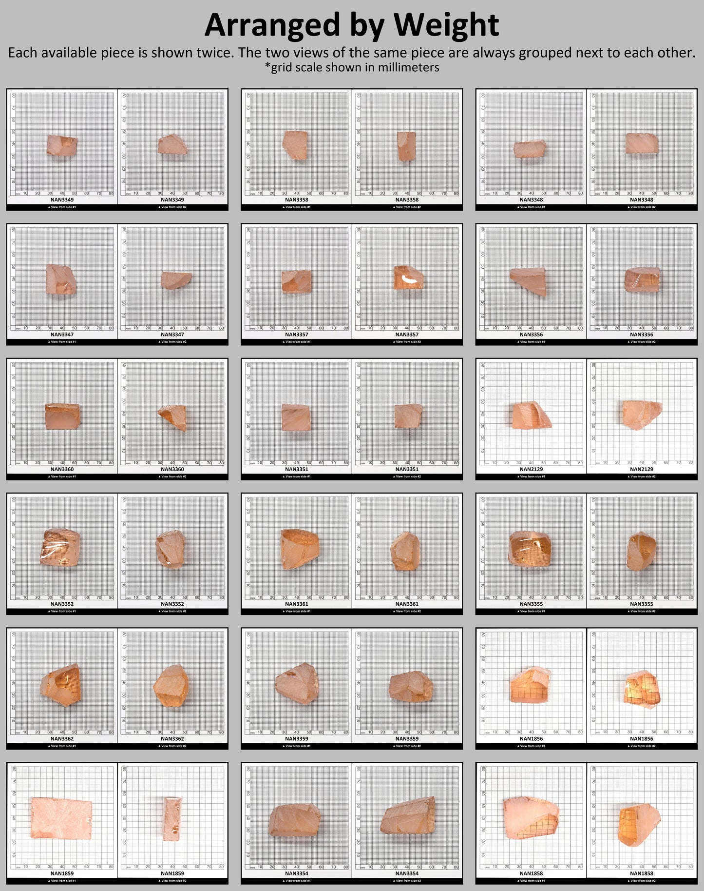 Nanosital Simulated Dark Peach Morganite Lab Created Faceting Rough for Gem Cutting - #45 - Various Sizes #BEGIN