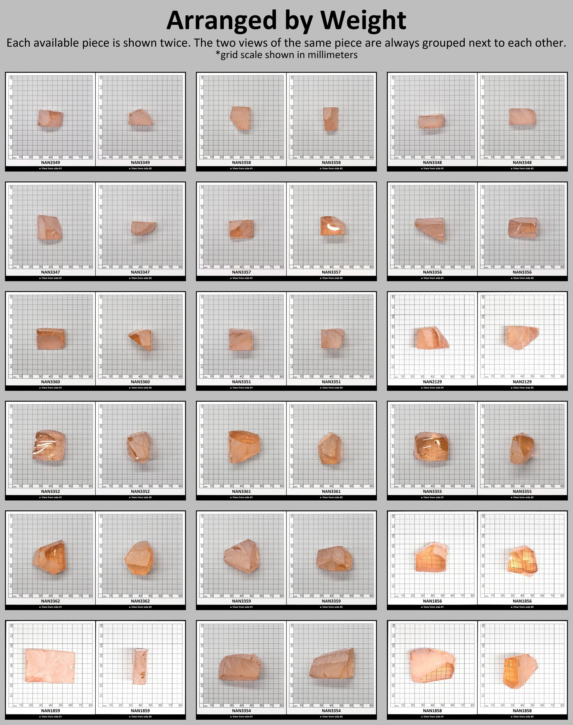 Nanosital Simulated Dark Peach Morganite Lab Created Faceting Rough for Gem Cutting - #45 - Various Sizes #BEGIN