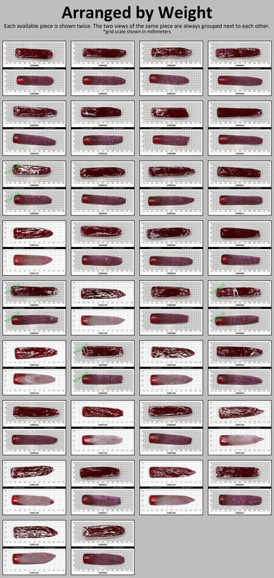 Dark Pink #4 Lab Created Corundum Sapphire Faceting Rough for Gem Cutting - Various Sizes - Split Boule : #BEGIN