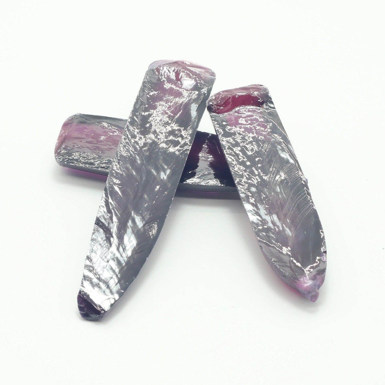 Dark Purple #66 Lab Created Corundum Sapphire Faceting Rough for Gem Cutting - Various Sizes - Split Boule #BEGIN