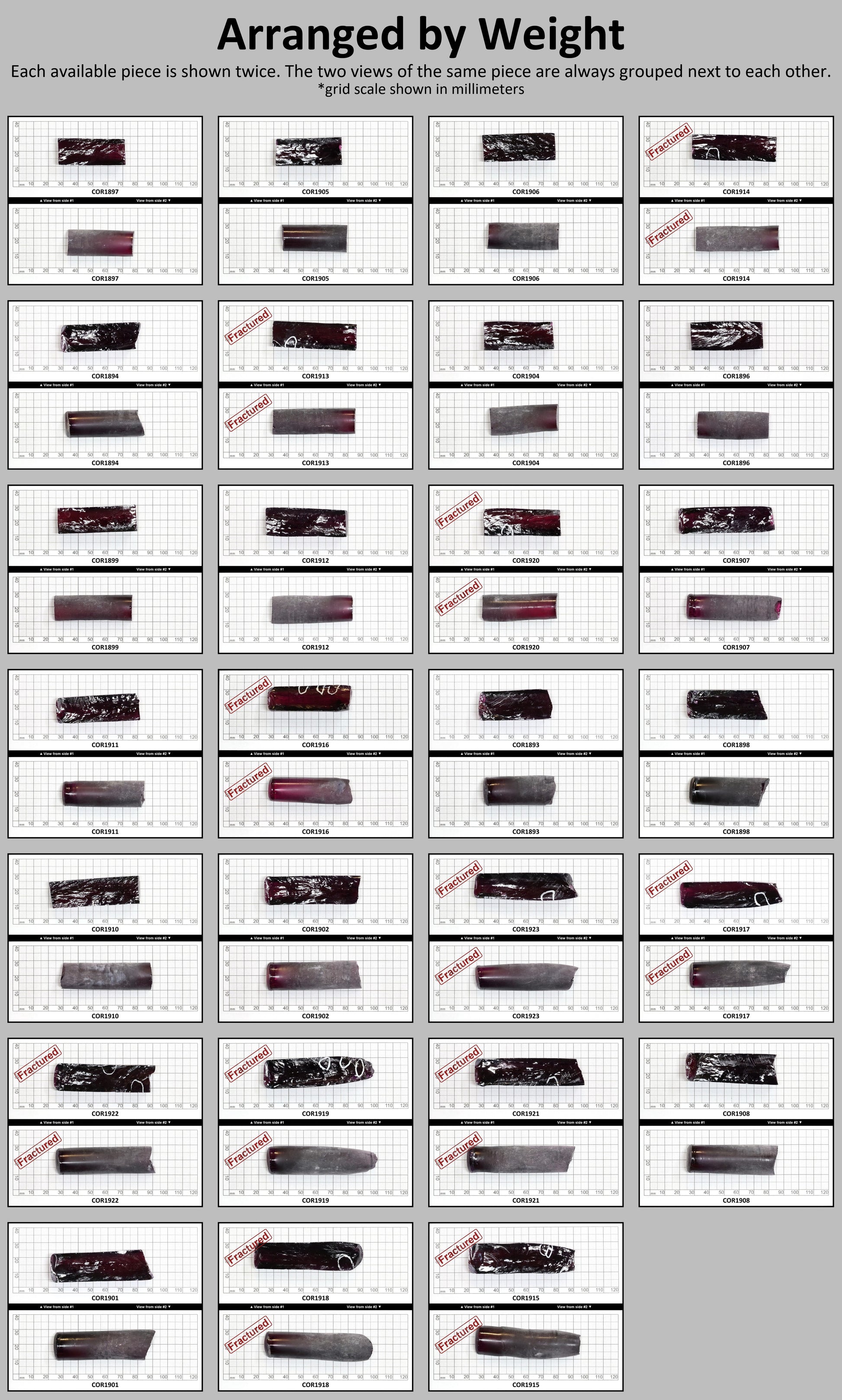 Dark Purple #66 Lab Created Corundum Sapphire Faceting Rough for Gem Cutting - Various Sizes - Split Boule #BEGIN