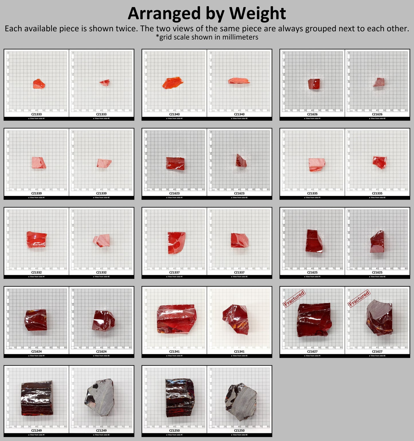 Dark Red Cubic Zirconia Faceting Rough for Gem Cutting - Various Sizes #BEGIN
