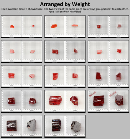 Dark Red Cubic Zirconia Faceting Rough for Gem Cutting - Various Sizes #BEGIN