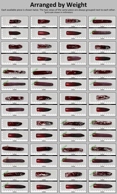 Dark Ruby Red #6 Lab Created Corundum Sapphire Faceting Rough for Gem Cutting - Various Sizes - Split Boule : #BEGIN