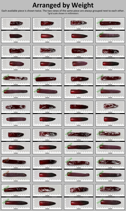 Dark Ruby Red #6 Lab Created Corundum Sapphire Faceting Rough for Gem Cutting - Various Sizes - Split Boule : #BEGIN