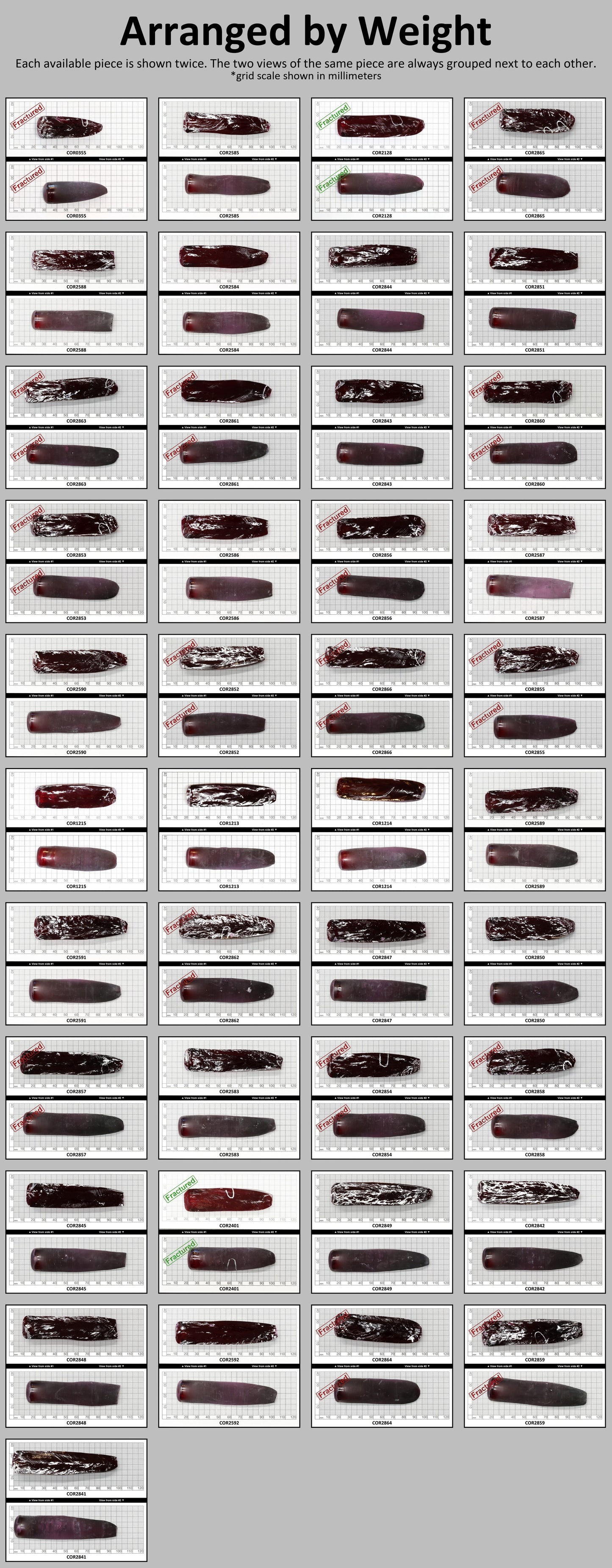 Dark Ruby Red #8 Lab Created Corundum Sapphire Faceting Rough for Gem Cutting - Various Sizes - Split Boule #BEGIN