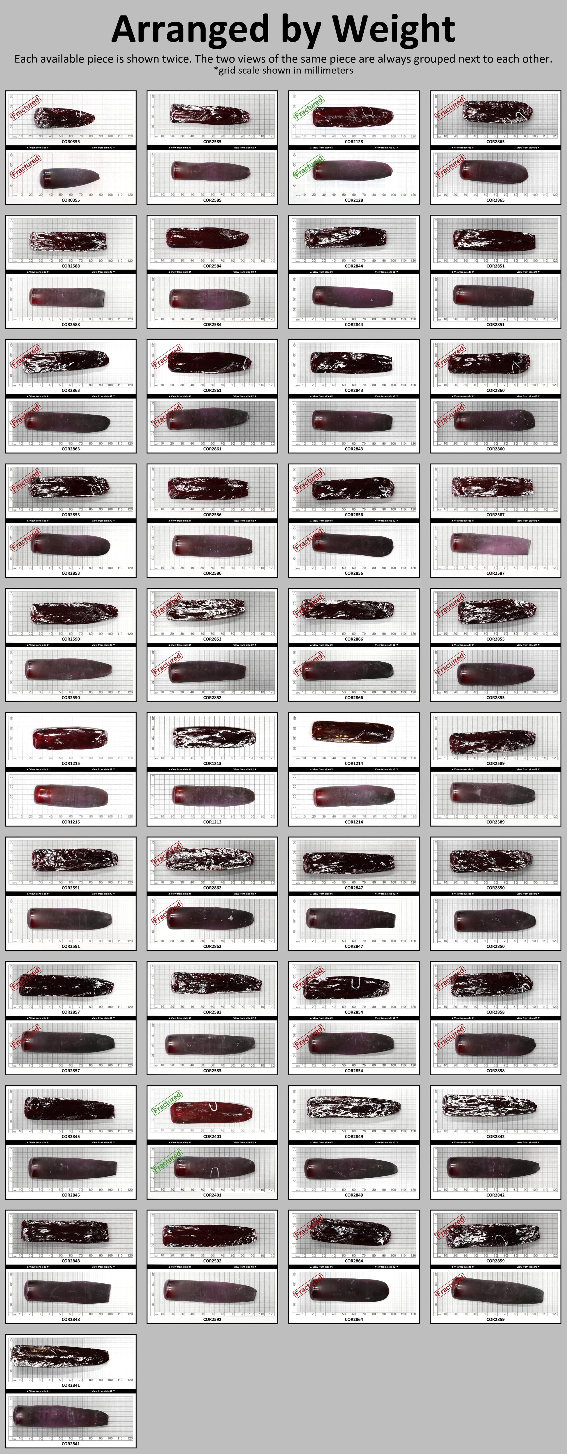 Dark Ruby Red #8 Lab Created Corundum Sapphire Faceting Rough for Gem Cutting - Various Sizes - Split Boule #BEGIN